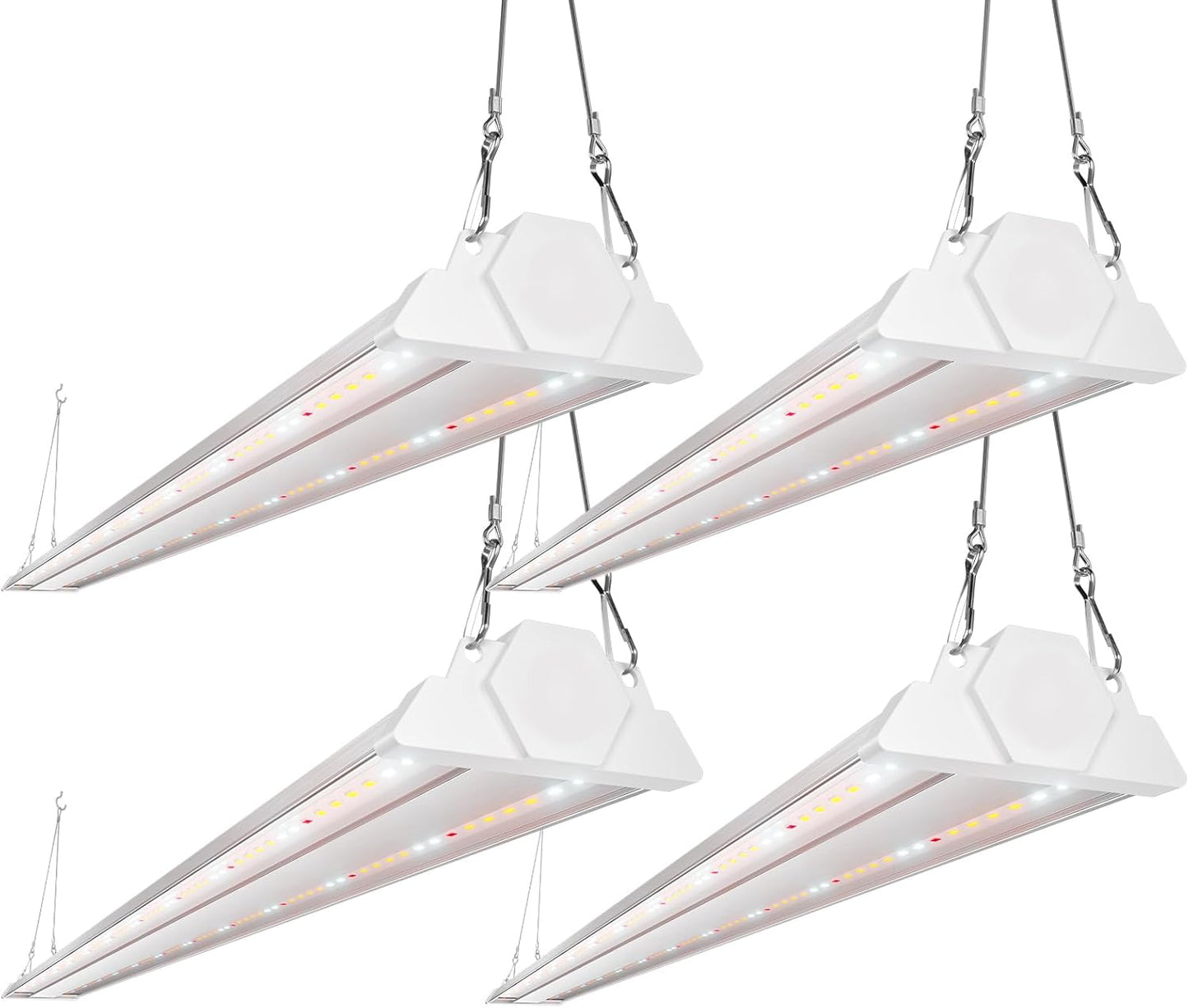 FREELICHT 4 Pack 4ft LED Grow Light, 60W (350W Equivalent), Sunlike Full Spectrum Integrated Plant Light for Hydroponic Indoor Plant Seedling Veg and Flower, Plug in with On/Off Switch