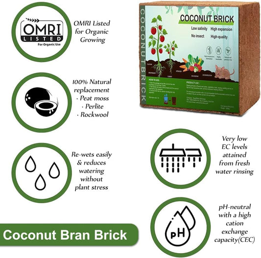 Premium Coco Coir Brick, High Nutrinent Coconut Soil,100% Organic Low EC & PH Balanced Potting Soil for All Plants Gardening, Hydroponics and Green House (3 Pack)