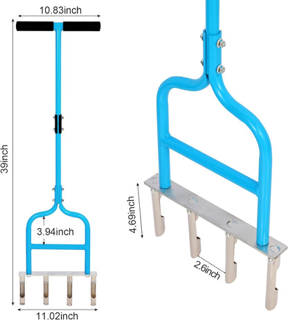 sancat Lawn Aerator with 4 Stainless Steel core Plug, 39inch Hollow Tine Aerator,Manual Yard Aerator,Grass Soil Aerator, Aerator Lawn Tool for Lawn Care.
