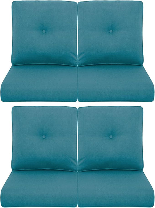 Patio Chair Cushions 4 Packs - Outside High Back Thick Water-Resistant Cushion 22x24 with Zipper Cover for Outdoor Glider Rocking Chairs Loveseat Couch – Peacock Green/Buckle