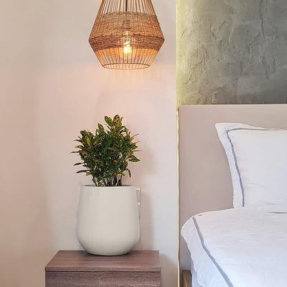 16.5" H x 15" D Corso Fiberstone Round Tapered Planter with Drainage Hole, Smooth Finishes, Weather Resistant for Indoor & Outdoor Use, Included 2 Extra Coco Mats (Taupe, 11.5" Pot Opening)