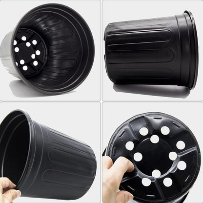 50-Pack 1 Gallon Flexible Flower Plant Nursery Pots, Thickened Soft Plastic Seed Starting Container for Succulents, Seedlings, Cuttings, Transplanting,(Black)