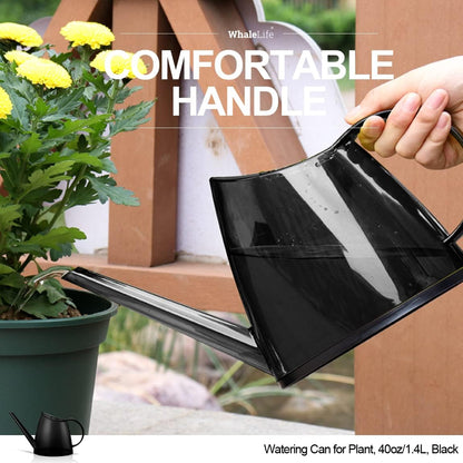 WhaleLife Indoor Watering Can for House Bonsai Plants (1.4L, Black)