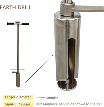 INTBUYING 40’’ Soil Sampler Probe Soil Test Probe with 9.8’’Sample Ejector and Foot Pedal T Rubber Handle Stainless Steel 2.7'' Dia for Soil Sampling Lawn Garden Farm
