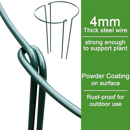 HiGift 8 Pack 24 Inch Plant Support Stakes, 10" Wide x 24" High Half Round Metal Garden Plant Stake Peony Support Cage, Green Plant Support Ring Border for Tomato,Hydrangea,Flower Indoor Outdoor