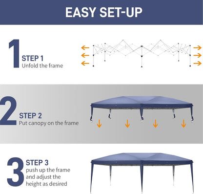 Outvita 10x20ft Pop Up Canopy Tent, Outdoor Instant Shelter Folding Canopy with Carry Bag for Commercial Events, Party, Backyard BBQ, Camping Blue