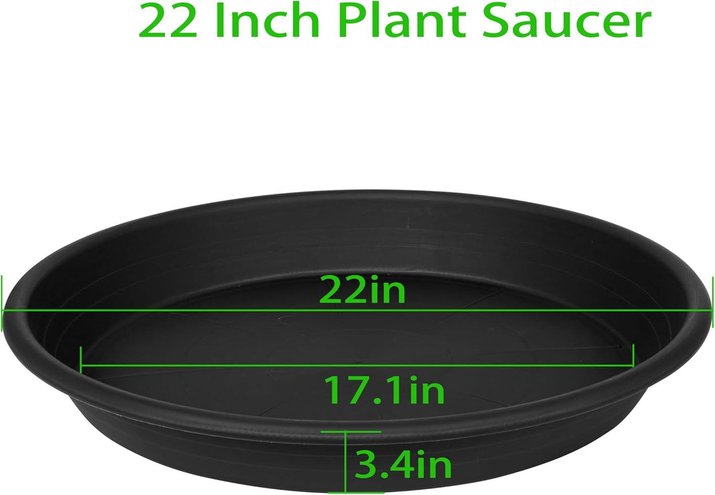 2 Pack of 22 inch Extra Large Plant Saucer, Extra-Deep 3.4" Plant Tray, Bird Bath Bowls for Garden, Plastic Pot Trays for Indoors Outdoors, Water Catcher for Gallon Grow Bags 19-22" (22", Black)