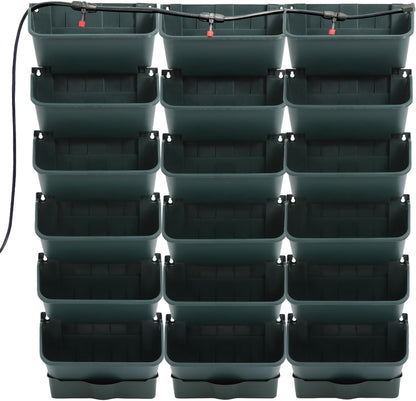 18 Pots Self-Watering Wall-Mounted Planter, 39.4”L x 39.4”H Vertical Wall Planter Self Watering Stackable Planters Vertical Garden Wall Garden Planter Outdoor Indoor for Herbs Flowers Strawberries