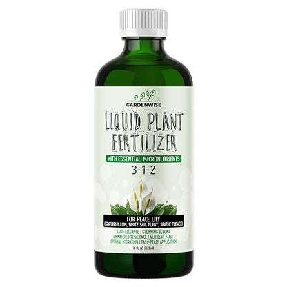 Peace Lily Fertilizer: 3-1-2 Liquid Fertilizer with Essential Micronutrients - The Ultimate Food for Spathiphyllum, Perfect for Indoor Plants (16 OZ)