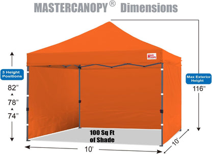 MASTERCANOPY Heavy Duty Pop-up Canopy Tent with Sidewalls (10x10,Orange)