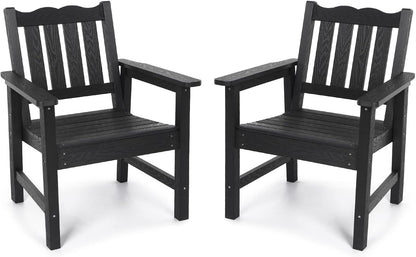 Stoog All-Weather Patio Chairs Set of 2, Outdoor Dining Chairs with Curved Backrest, 400 lbs Support Garden Chair, Black