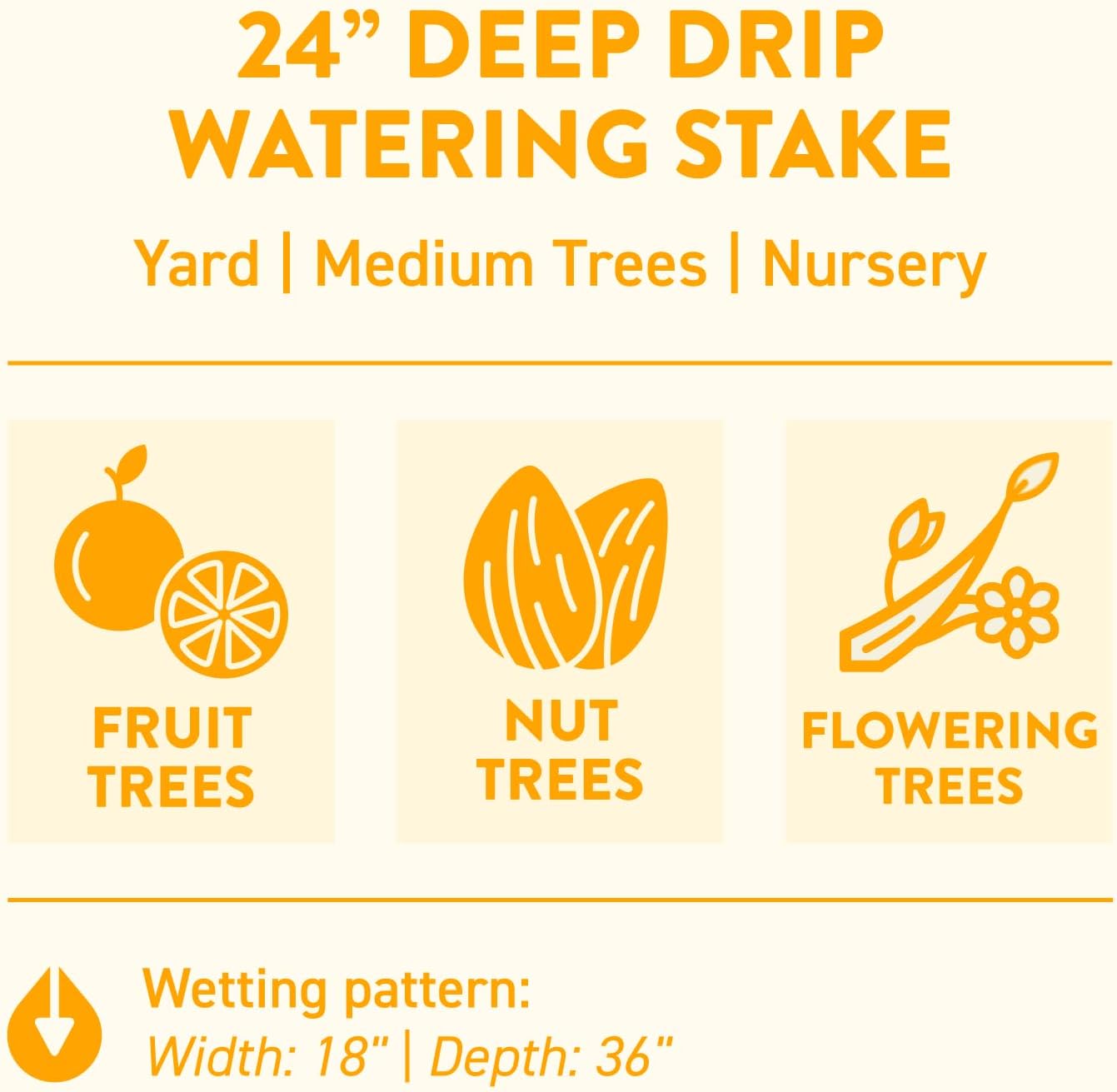 DEEP DRIP 24-inch Tree Watering Stake (3 Pack, Tan) | UV-Protected ABS Plastic Deep Root Irrigation Spike for Fruit, Flowering, Nut Trees