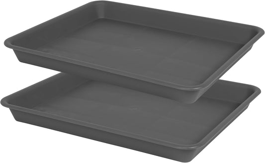 Rectangle Plant Tray, Plant Drip Tray, Plant Pot Saucers, Plant Germination Trays, Plant Saucers, 11'' x 9'' x 1.2'' (2 pack), Gray