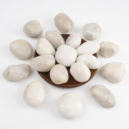 Natural Polished White River Rocks, 2-3 inches, 40 lbs - Perfect for River Rocks in Landscaping, Natural White Decorative Stones, Potted Plant Decorations, and Garden Design (White, Weight: 40 LB)