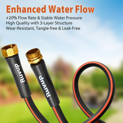 Ruvup Retractable Garden Hose Reel, 1/2in x 50ft Water Hose Reel with 10 Style Nozzle, UV Resistant Automatic Gardening Hose Reel Wall Mount for Outside, Slow Retraction Any Length Lock 180° Swivel