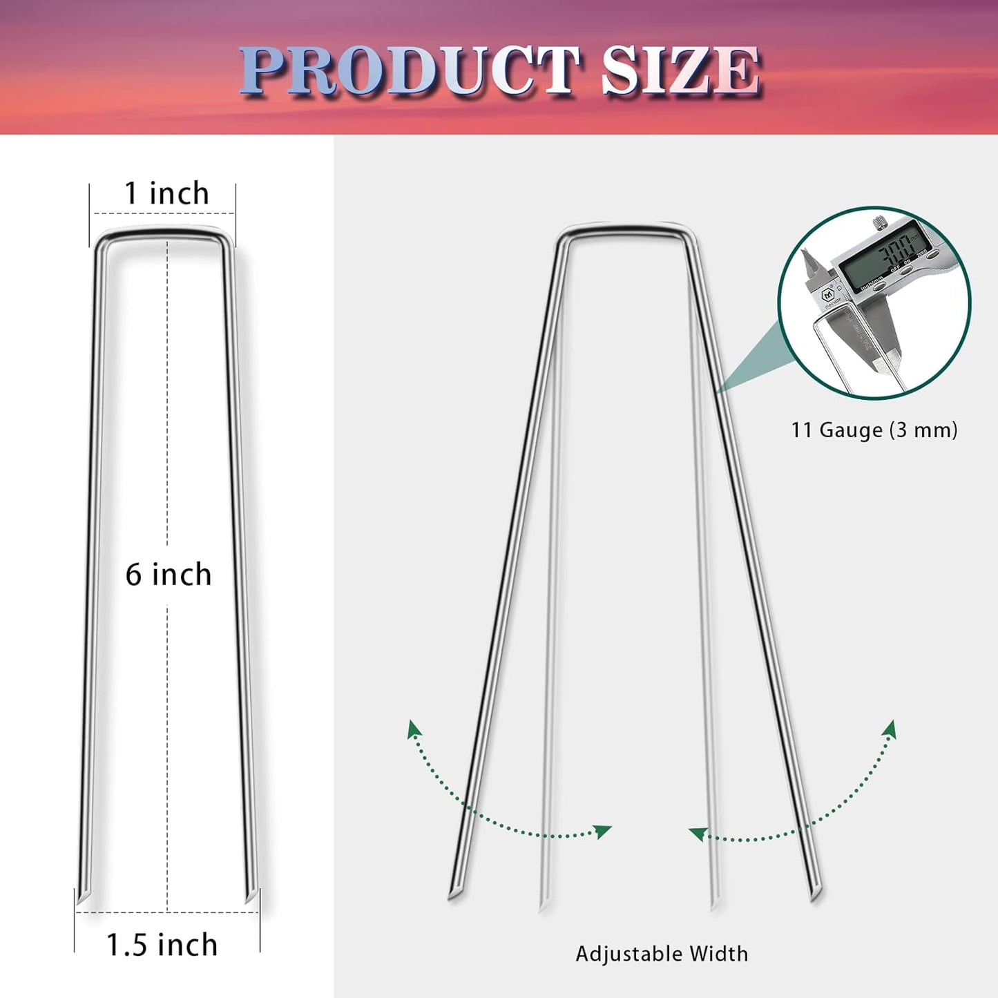 Gtongoko 50 Pack Galvanized Landscape Staples, Garden Stakes, Tent Stakes, Plant Cover Stakes 6 Inch for Landscaping Securing Weed Barrier Fabric, Irrigation Tubing, Holding Fence