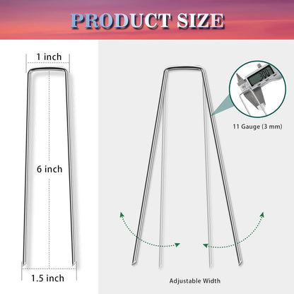 Gtongoko 120 Pack Galvanized Landscape Staples Plant Cover Stakes 6 Inch 11 Gauge Lawn Staples Fence Stakes Ground Stakes for Landscaping Securing Weed Barrier Fabric, Decoration