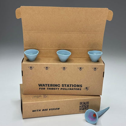 3 Pack, Bee Watering Station, Butterfly Feeder, Bee Feeder, Garden Decor, Bee Decor, Outdoor Garden Decor, Plastic Free, Handmade from Porcelain (3, Morning Glory)