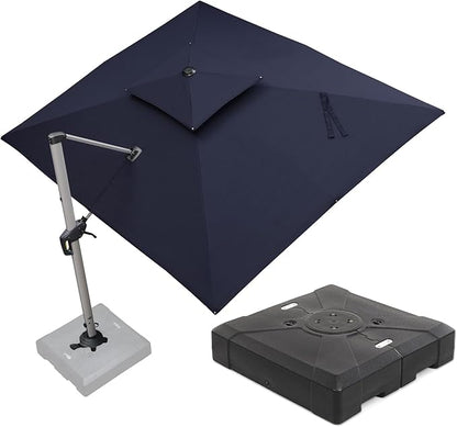 PURPLE LEAF 9 X 11 FT Cantilever Patio Umbrellas with Base Included, Large Square Offset Umbrella with 360° Rotation, Outdoor Aluminum Pool Umbrella for Pool Lawn Garden, Navy Blue