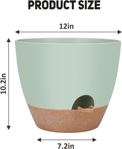 12 inch Large Self Watering Plant Pots, Flower Pots Planters with Multi Mesh Drainage Holes for Indoor Outdoor Garden Plants and Flowers