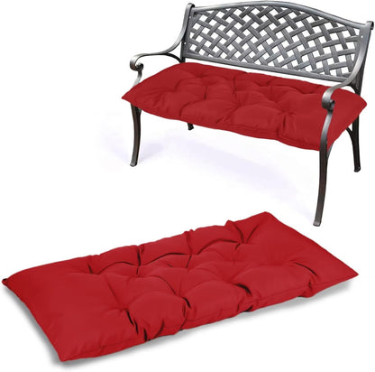 Waterproof Indoor Outdoor Garden Bench Seat Cushions,Thicken Patio Bench Soft Rocking Chairs Pad Lounger Seat for Porch Wicker Loveseat Settee (59 X 19.6 in,Red