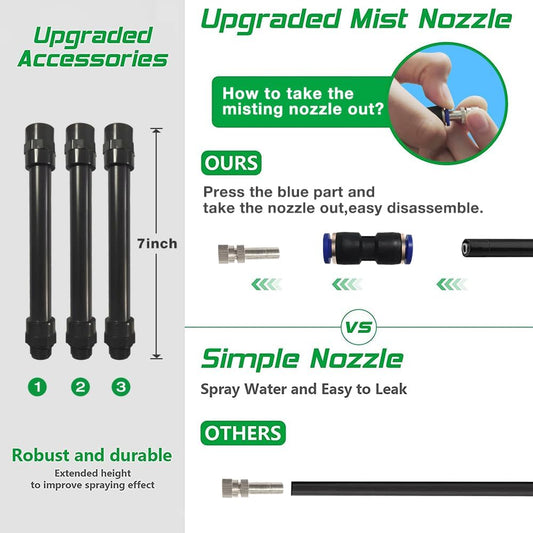 UR Forest Updated Standing Misting Cooling System 26FT Misting Line + 4 Brass Misting Nozzles,4 Height Option, Stand Mister Hose for Outside Outdoor Patio, Pet Cooling, Kids Water Playing