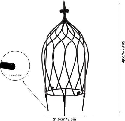 23-Inch Metal Obelisk Trellis for Climbing Plants | Sturdy Iron Design, Ideal for Outdoor Roses and Potted Vines | Easy Assembly, Compact Vertical Garden Decor for Indoor & Outdoor Use