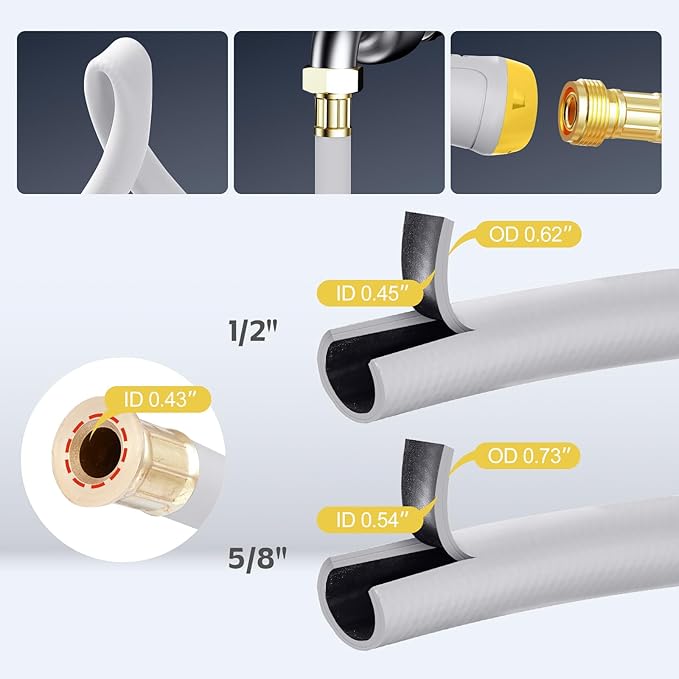 130 ft x 1/2" Retractable Garden Hose Reel, Heavy Duty Water Hose Reel Wall Mounted, Any Length Lock, 180°Swivel, Water Hose with 10-Function Nozzle for Cleaning, Watering (Yellow)