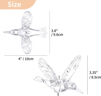 NUPTIO Crystal Ceiling Hanging Ornaments: 50 Pcs Acrylic Flying Birds for Wedding Party Window Garden Bedroom Outdoor Birthday - Christmas Tree Decorations with Transparent Line