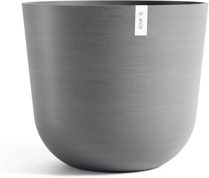Ecopots Oslo Durable Modern Round Indoor/Outdoor Recycled-Based Composite Flower Pot Planter, Grey, 25.5"