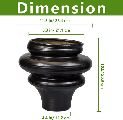 Ceramic Plant Pots 11 Inch - Bonsai Planters for Indoor Plants Outdoor Plants, Pot for Plant with Drainage Hole, Decorative Flower Pots for Home Decor, Gift for Men Women, Black