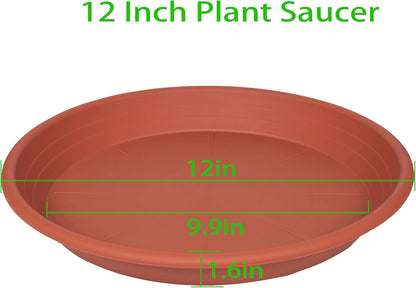 2 Pack of Plant Saucer 12 inch, 12 inch Plastic Plant Drip Trays, Heavy Duty Plant Trays for Indoors no Holes, Plant Water Tray for Planters (Terracotta)