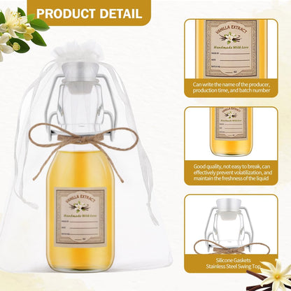 20Pcs 4 oz Swing Top Glass Bottles for Vanilla Extract Homemade,Flip Top Glass Bottles for Food Storage Canister for Hot Sauce Beans