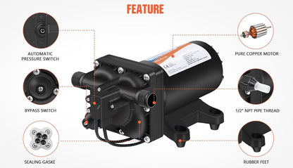 YOUNGTREE 110V Water Pump with Pressure Switch include Power Plug 5.5 GPM 70PSI 110VAC Water Pressure Booster Pump for Home Kitchen Bathroom RV Marine Yacht Garden Hose