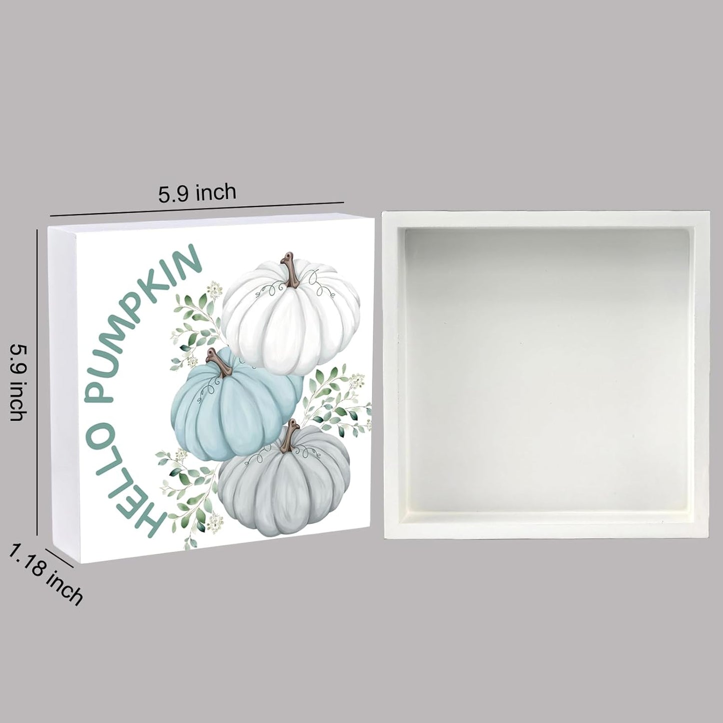 Fall Decorations for Home Fall Decor Home Room Hello Pumpkin Table Wood Box Sign Rustic Wooden Shelf Desk Office Decor Season Sign House Warming Gifts 5.9 x 5.9 Inch