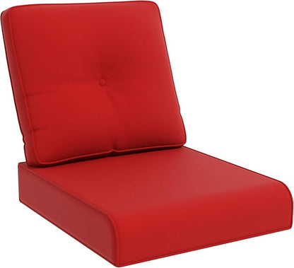 Joyside Outdoor Chair Cushions Set, 22x25/22x24 Inch Patio Furniture Deep Seat Cushions, Water Resistant & Thick Cushion, Outdoor Replacement Cushions for Seat and Sofa (Red, 1 Set)