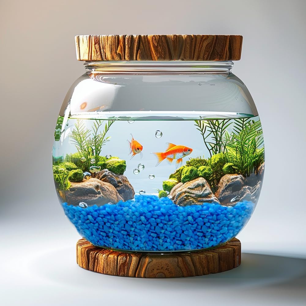 HappyFiller Succulent and Cacus Gravels,3-5mm,Fairy Garden Mini Rocks,Aquarium Fishbowl Decor Pebbles,Indoor Plants Topper Dressing Small Stones,1.1 LB,Blue