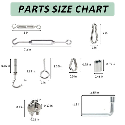 1/8" Wire Rope Kit，Steel Wire Cable，220FT Turnbuckles for Cables Wire，304 Stainless Steel Cable,M5 Turnbuckle Kit for Outdoor, Garden, Kitchen, Craft