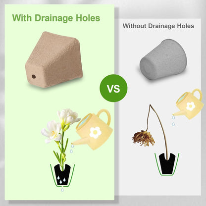 3in Square Biodegradable Peat Pots for Seed Starting, Plant Nursery Pots with (12)