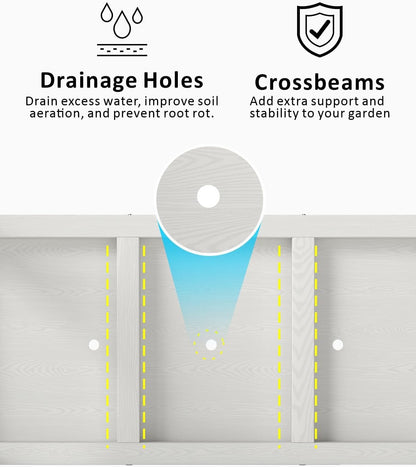 Raised Garden Beds Outdoor with Legs,Outdoor Planter Box,Non-Cracking,Rust Resistantand Rot-Resistant for Vegetable Garden for Backyard, Patio, Balcony Outdoors/Indoors White