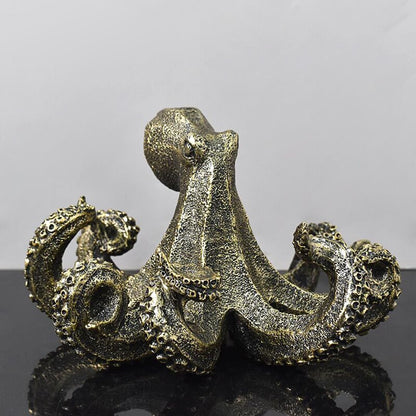 10 Inch Octopus Vintage Statue Sculpture Frgurine Gift for Home Office Living Room Desktop Display Decor Decorative (Gold)