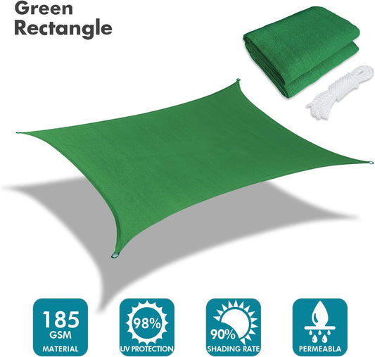 KANAGAWA 6'X14' Dark Green Custom Size Sun Shade Sail Rectangle UV Block Canopy Cover for Patio Backyard Lawn Garden Outdoor (Customized Available)