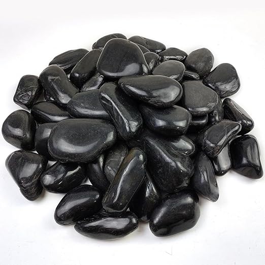 20lbs Large River Rocks for Landscaping, 3-4" Black Pebbles for Garden Design, Hand-Picked Smooth Stones for Fish Tank, Flower Pots, Indoor Water Fountains, Pathways, Backyard