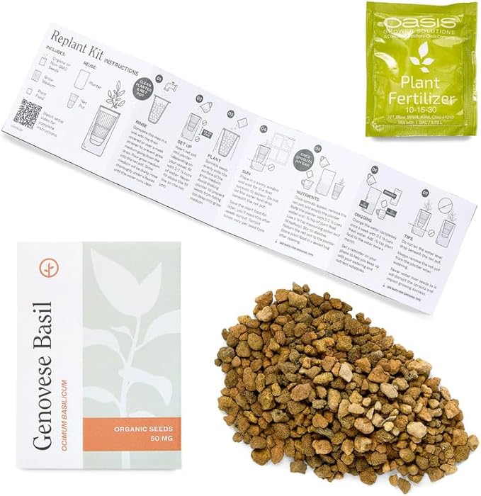 Modern Sprout Mason Garden Jar + Replant Kit - Self-Watering Hydroponics Growing System Kit w/Organic Herb Seeds - Jar Planter for Indoor Herb Garden - Seed Starter - Home Decor Gifting - Basil