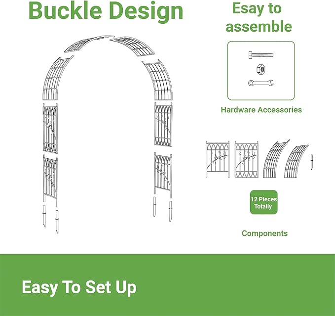 Metal Garden Arbor, 104.3” Tall Wrought Iron Archway for Climbing Plants & Flowers, British-Style Garden Trellis (Copper)
