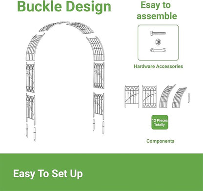 Metal Garden Arbor, 104.3” Tall Wrought Iron Archway for Climbing Plants & Flowers, British-Style Garden Trellis (Copper)