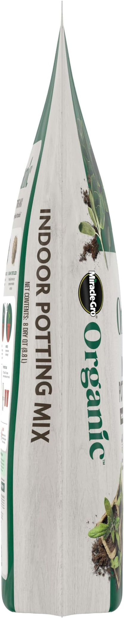 Miracle-Gro Organic Indoor Potting Mix, Protects Against Over and Under Watering, for Indoor Container Plants, Houseplants and Starter Plants, OMRI Listed, 8 qt., 2-Pack