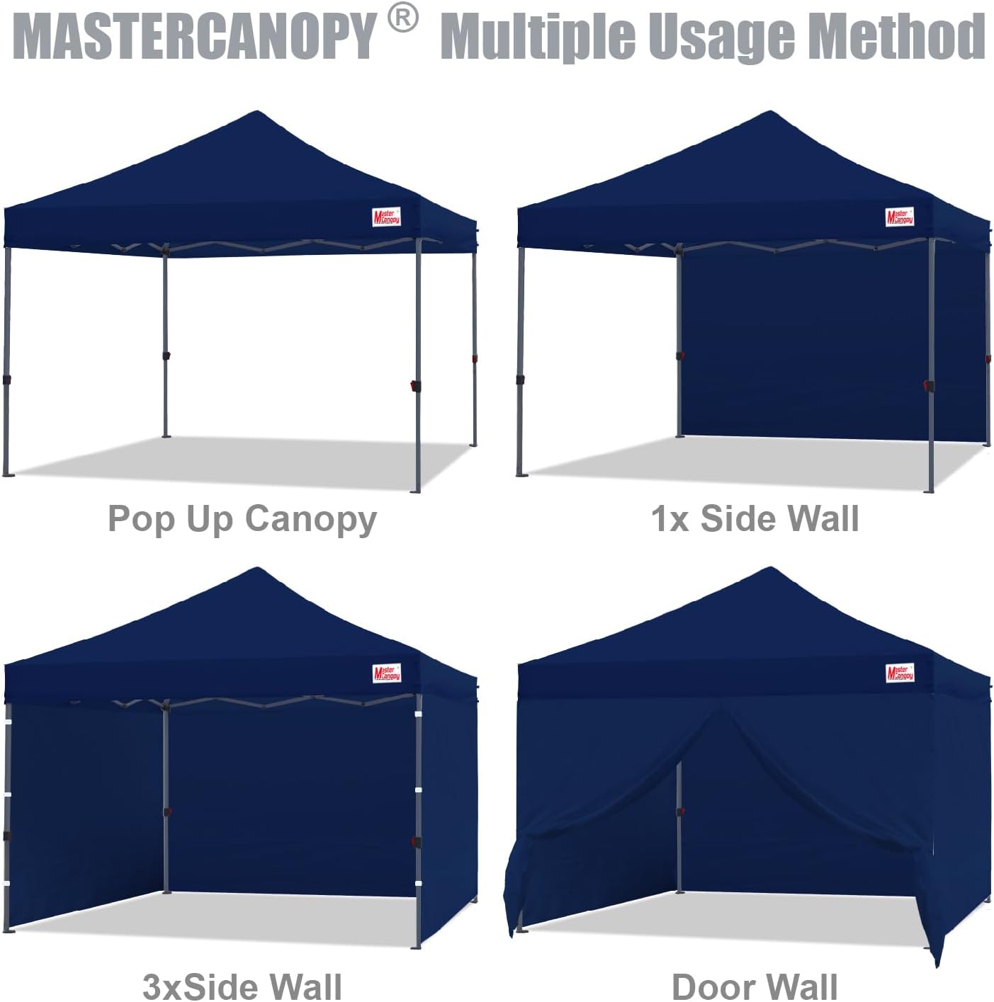 MASTERCANOPY Heavy Duty Pop-up Canopy Tent with Sidewalls (8x8,Navy Blue)
