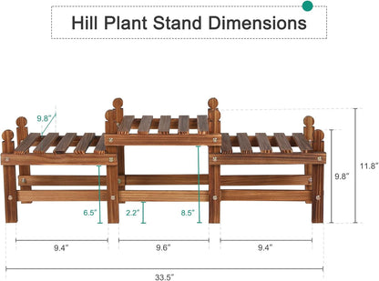 3 Tier Plant Stand Indoor,Wooden Low Plant Bench for Multiple Plants,Corner Flower Pot Stand Long Plant Holder for Balcony Patio Garden Decor (Free-Style Combination)