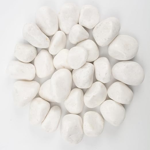 20 lbs White Polished Decorative Stones, 2-3 Inch Polished Rocks, Ideal for Garden Landscaping, Potted Plants, Pathways, Vase Fillers, and Aquarium Decoration(Pure White, Weight: 20 LB)